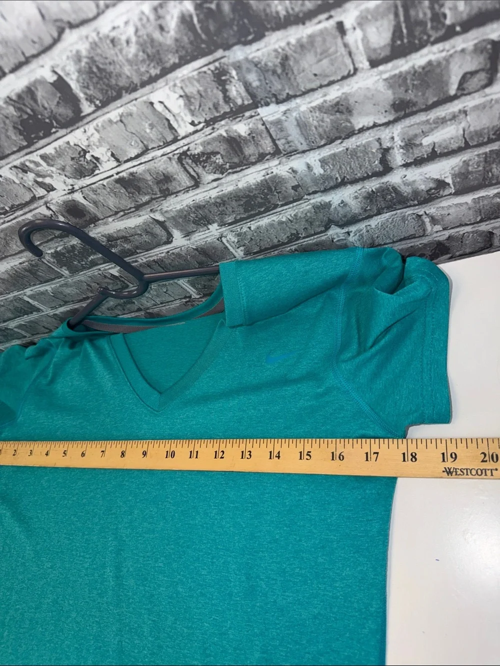 Nike Women's Teal V-Neck Dri-FIT Short Sleeve Tee